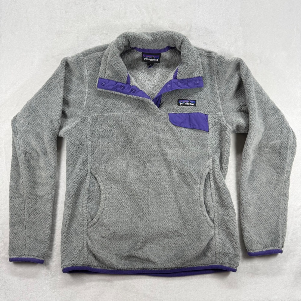 Patagonia Fleece Re-Tool Snap-T Pullover Gray‎ Purple Polartec Thermal Pro S